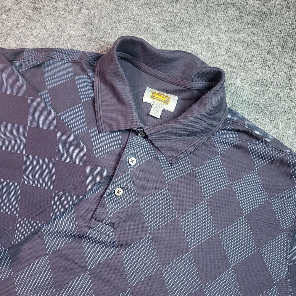 The Foundry Supply Co Mens 2XLT Blue Argyle Quick-Dri Pima Cotton Polo Shirt